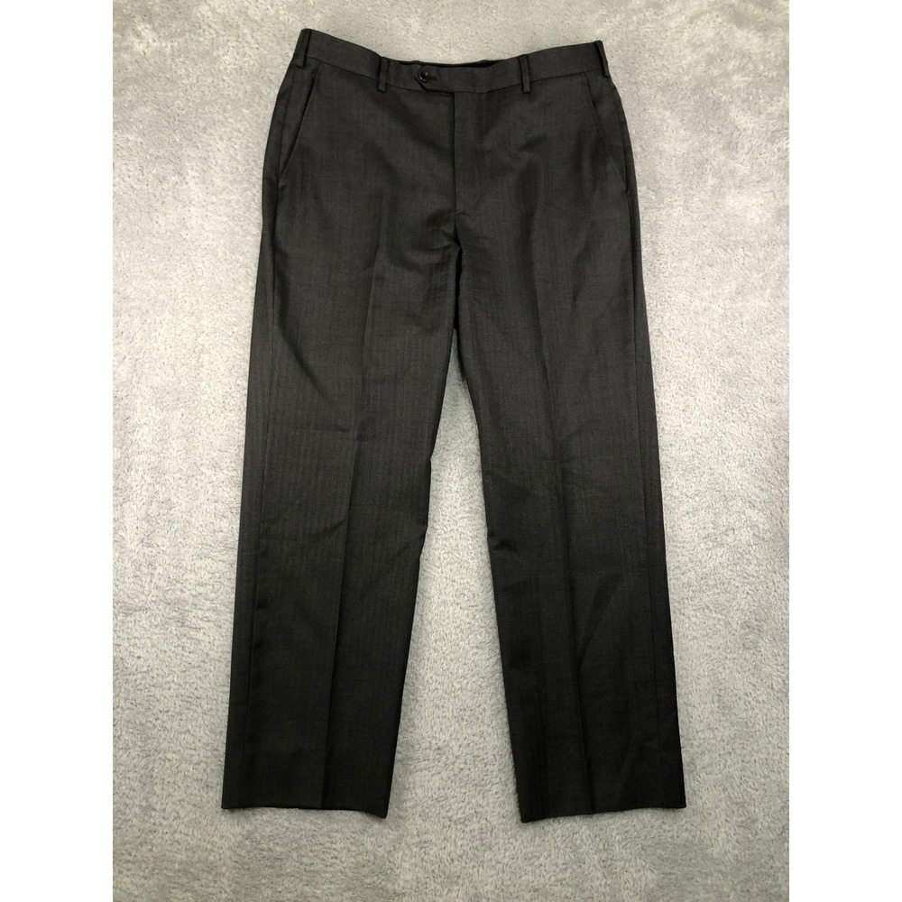 Brooks Brothers Pants Men 35x30 Charcoal Gray Made in Italy 1818 Fitzgerald Wool